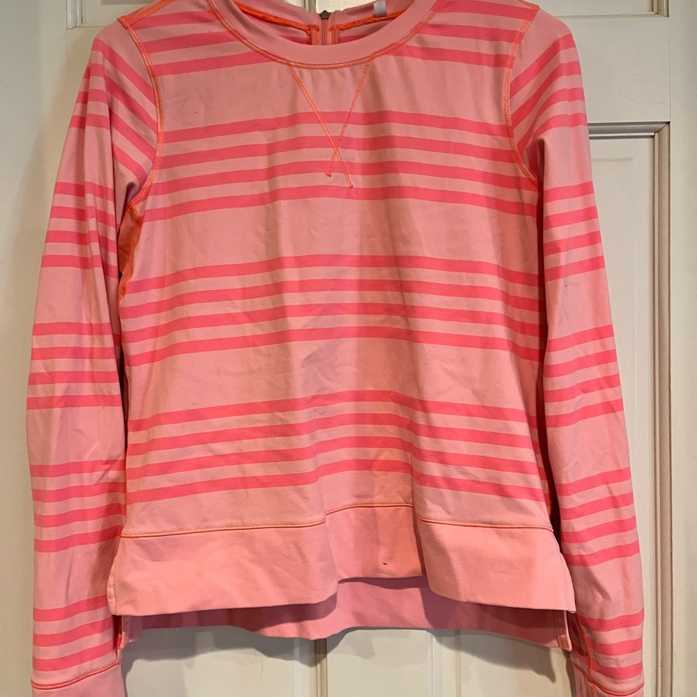 Lululemon Run Warm Up Crew Ocean Stripe Bleached Coral